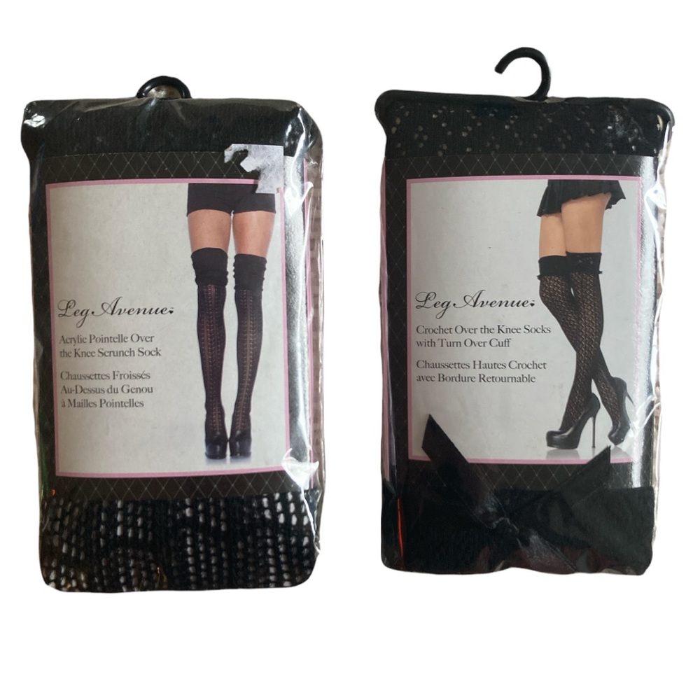 TWO Pairs Leg Avenue Over the Knee Scrunch Sock - 2 Different Styles~OS ~ NWT